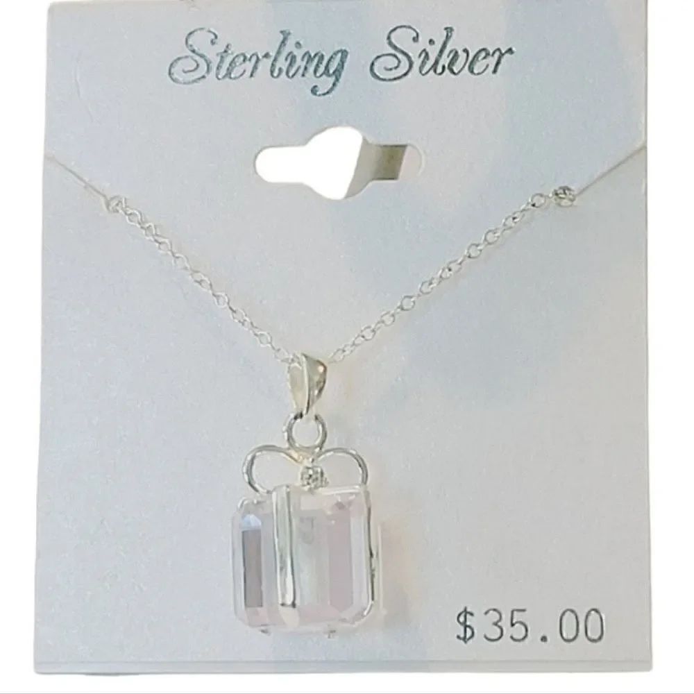 Sterling Silver Crystal Gift Necklace 18"